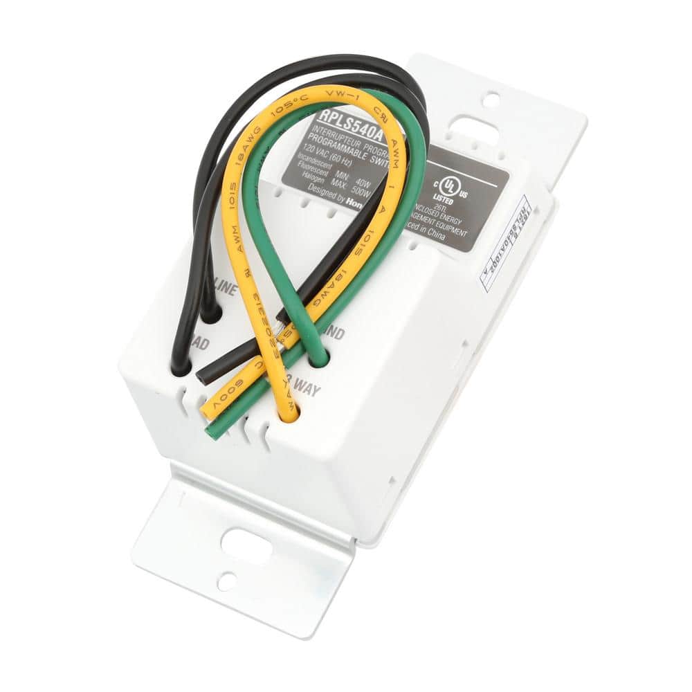 White Programmable Light Switch Timer with Large Backlit Display