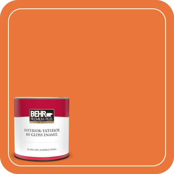 BEHR PREMIUM PLUS 1 qt. #HDC-MD-27 Tart Orange Hi-Gloss Enamel Interior/Exterior Paint & Primer