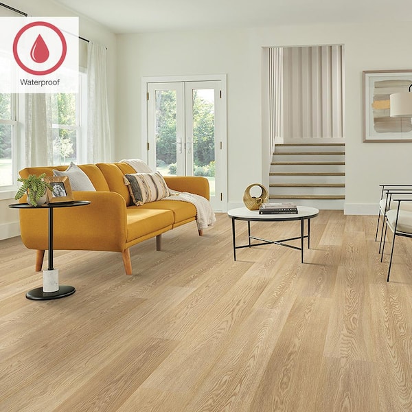 Pergo Take Home Sample Outlast+ Wheat Patel Gold Oak Waterproof Laminate  Wood Flooring PE-529540