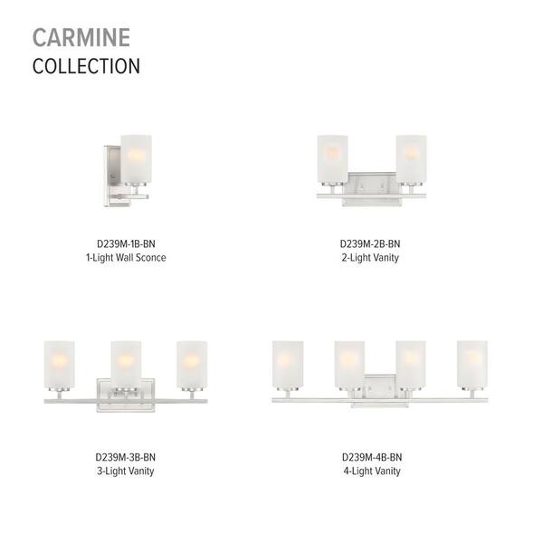 Designers Fountain - Carmine 28 in. 4-Light Brushed Nickel Modern Vanity Light with Etched Glass Shades