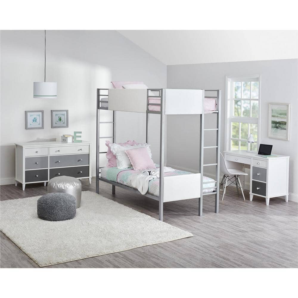 Monarch Hill Poppy 41'' Gray Engineered Wood Computer Desk with Drawers