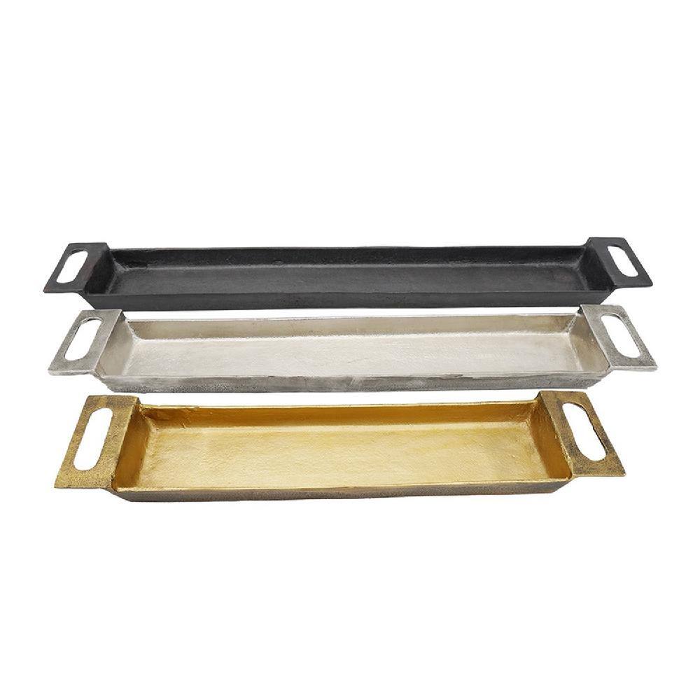 Danny Rustic Gold, Silver, and Black Aluminum Serving Trays - Set of 3
