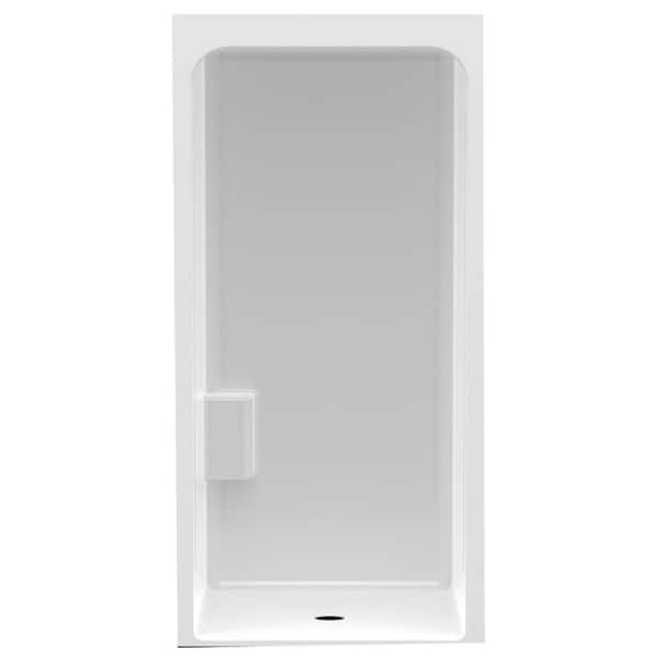 Aquatic Accessible Acrylic 36 in. x 36 in. x 80.4 in. 1-Piece Shower Stall w/ Left Shelf and Center Drain in White