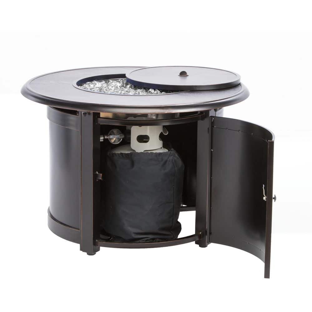 Manchester Black Aluminum Round Gas Fire Pit Table