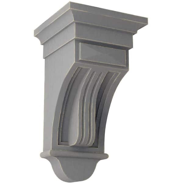 Ekena Millwork 6-1/2 in. x 12 in. x 6-1/2 in. Pebble Grey Raised Fluting Wood Vintage Decor Corbel