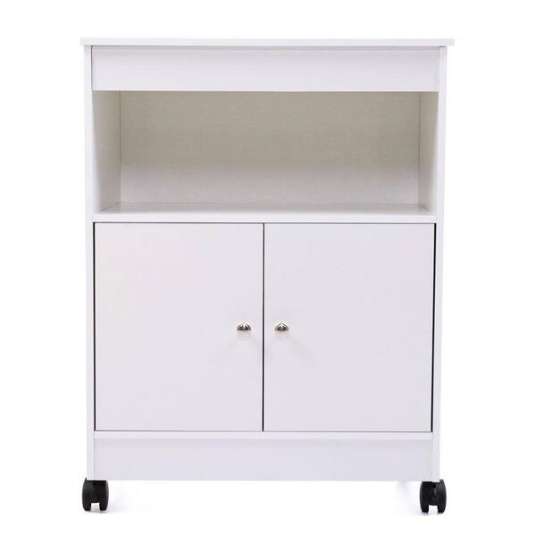 White Kitchen Cart with 4 Universal Wheels H1107KCWH The Home Depot