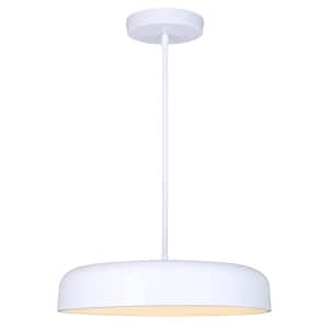 ZARIA 1-Light White Contemporary Chandelier with Integrated LED for Dining Rooms and Living Rooms
