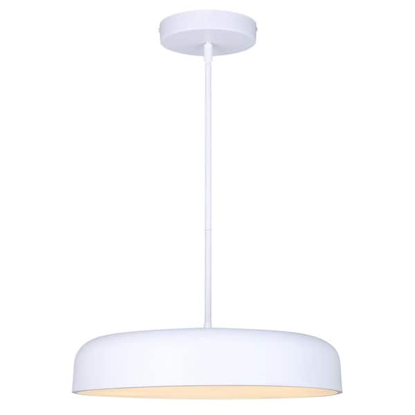 CANARM ZARIA 1-Light White Contemporary Chandelier with Integrated LED for Dining Rooms and Living Rooms
