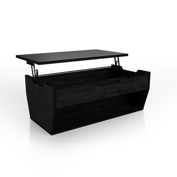 Furniture of America Perine 41 in. Reclaimed Black Oak Rectangle Particle Board Top Coffee Table with Lift Top
