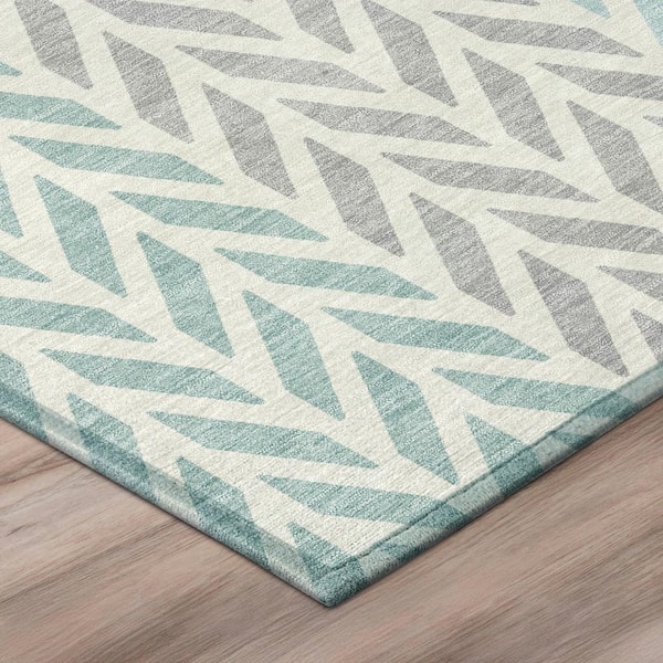 Chantille Machine Washable Indoor/Outdoor Abstract ACN3041 Seafoam 2 ft. x 7 ft. Runner Rug