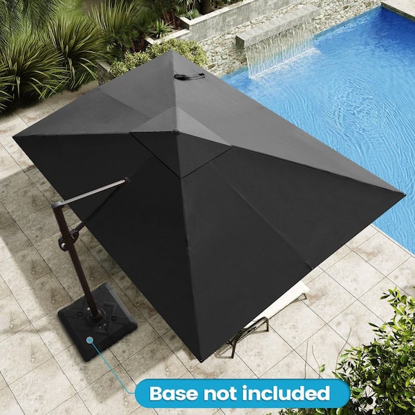Crestlive Products 9 ft. x 12 ft. Heavy-Duty Frame Rectangular Cantilever Patio Umbrella in Black