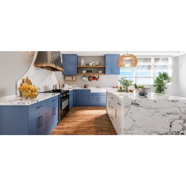 LIFEART CABINETRY Lancaster Blue Plywood Shaker Stock Assembled Base Kitchen Cabinet 39 in. W x 34.5 in. D H x 24 in. D