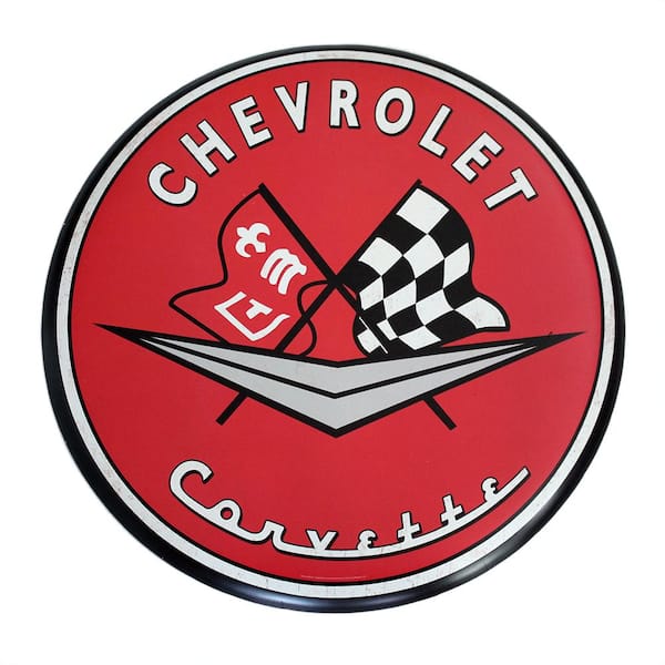 Open Road Brands 24 in. x 24 in. Chevrolet Corvette Hollow Curved Tin Button Sign