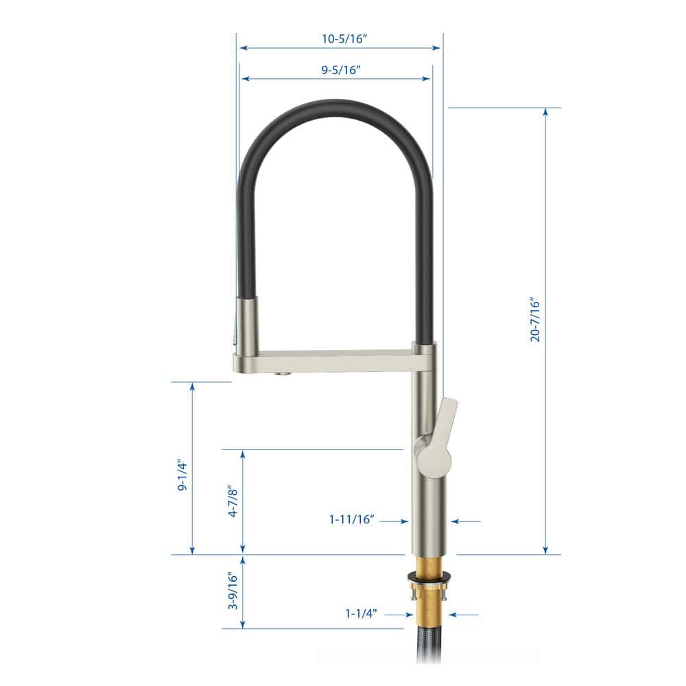 Brushed Nickel Pull-Down Kitchen Faucet with Black Hose