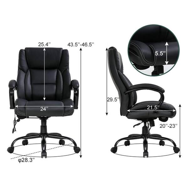 Hoffree Big and Tall Office Chair 500lb Computer Desk Chair Heavy Duty  Design Ergonomic High Back Cushion Lumbar Back Support Adjustable Executive  Leather Office Chair for Heavy People,Black 