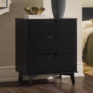 Mid-Century Modern Black 3 Drawer 30 in. Chest of Drawers