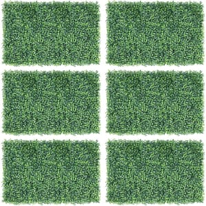 6-Pcs 24 in. x 16 in. Artificial Boxwood Hedge Panel Plastic Grass Wall Topiary Indoor Outdoor Decor