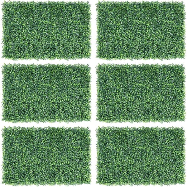 Yaheetech 6-Pcs 24 in. x 16 in. Artificial Boxwood Hedge Panel Plastic Grass Wall Topiary Indoor Outdoor Decor