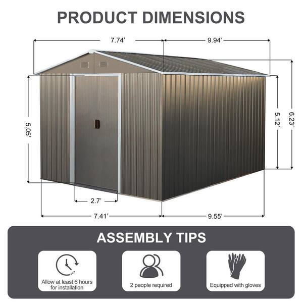 ToolCat 8 ft. W x 10 ft. D Outdoor Metal Tool Storage Shed with
