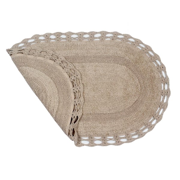 DII Off White Round Crochet Bath Mat