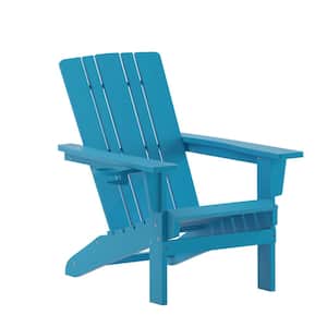 Blue Faux Wood Resin Outdoor Lounge Chair in Blue