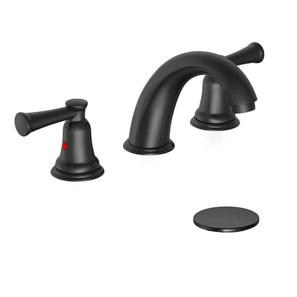 Glacier Bay Lisbon 8 in. Widespread 2-Handle Bathroom Faucet in Matte Black