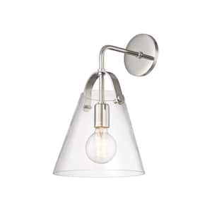 Karin 1-Light Polished Nickel Wall Sconce with Clear Glass