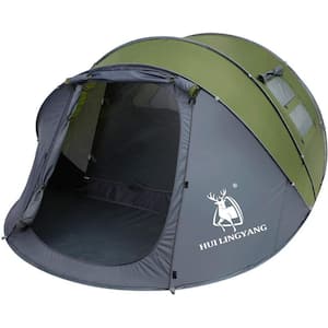 6-Person 8.5 ft. x 12.5 ft. Green Easy Pop Up Tent for Camping with Automatic Set Up, Waterproof and Double Layer