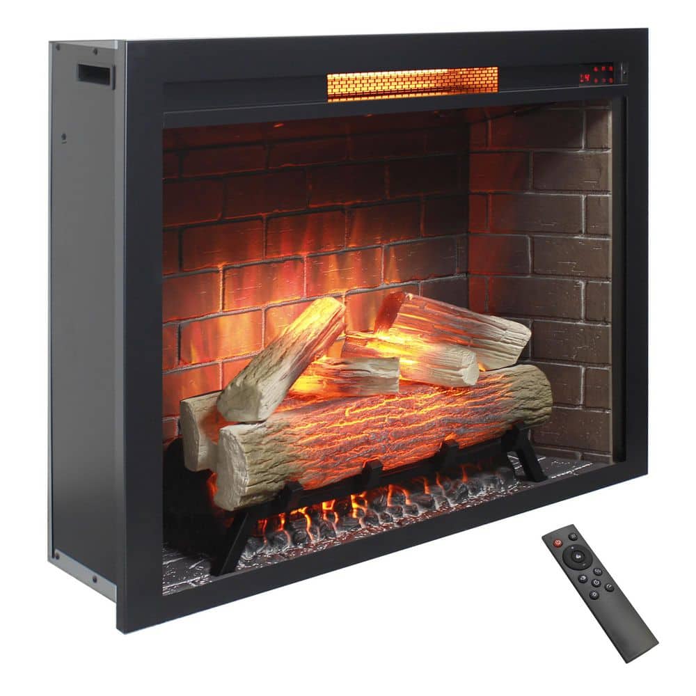 33 in. W x 9.4 in. D Infrared Electric Fireplace Insert with Crackling Sound 1500W Heater Hardwired or Plug In price history on PriceWatchPro