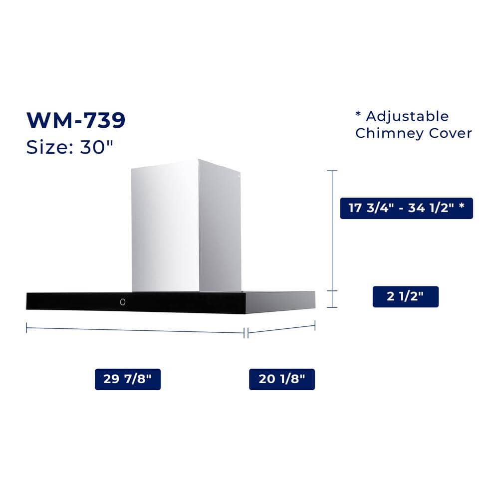 30" Stainless Steel Convertible Wall Mounted Range Hood