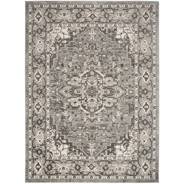 Nourison Concerto Grey 5 ft. x 7 ft. Center medallion Transitional Area ...