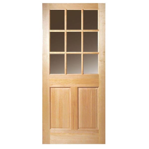 Steves & Sons 32 in. x 80 in. 9 Lite Clear Glass Unfinished Fir Wood Front Door Slab