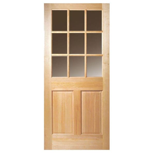 Steves & Sons 36 in. x 80 in. 9 Lite Clear Glass Unfinished Fir Wood Front Door Slab