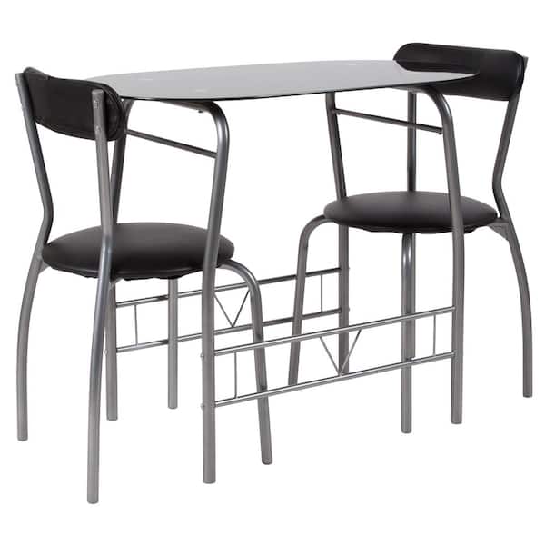 Carnegy Avenue 3-Piece Black Glass Dining Table and Chair Sets