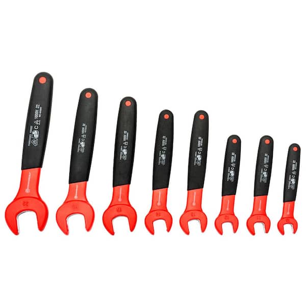 Powerbuilt VDE Insulated Metric Open End Wrench Set (8-Piece)