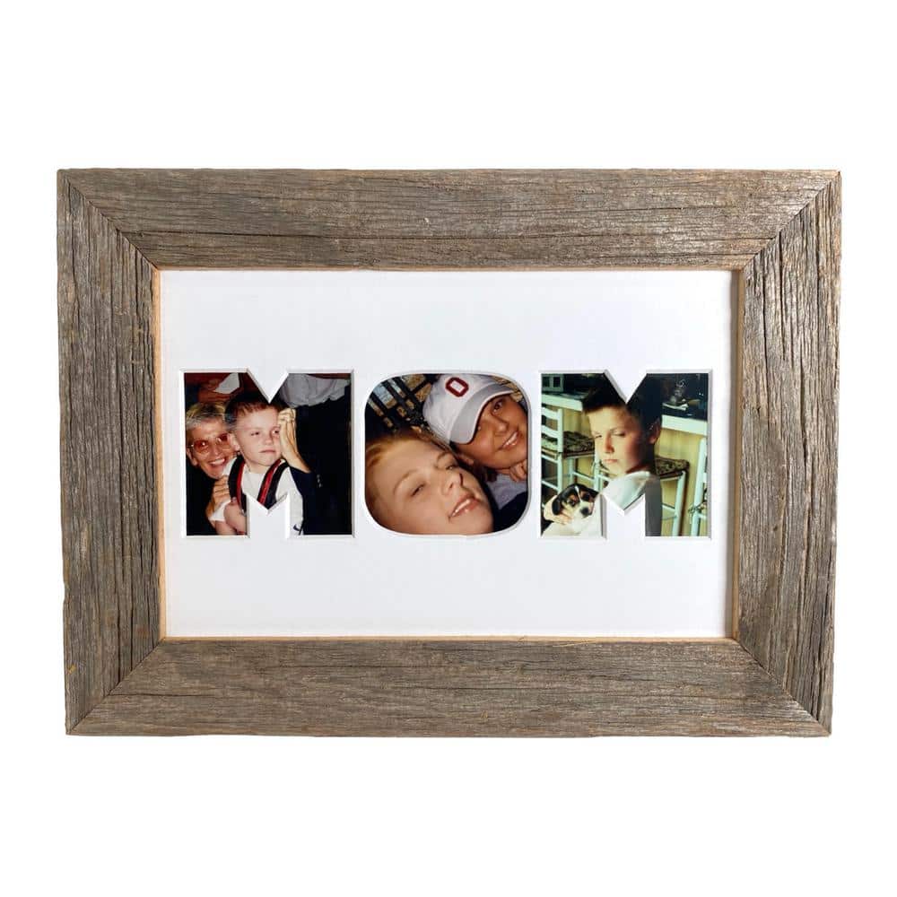 4x6 Multiple Wood Collage Picture Frame with 4 Openings. Barnwood Rustic  Panel