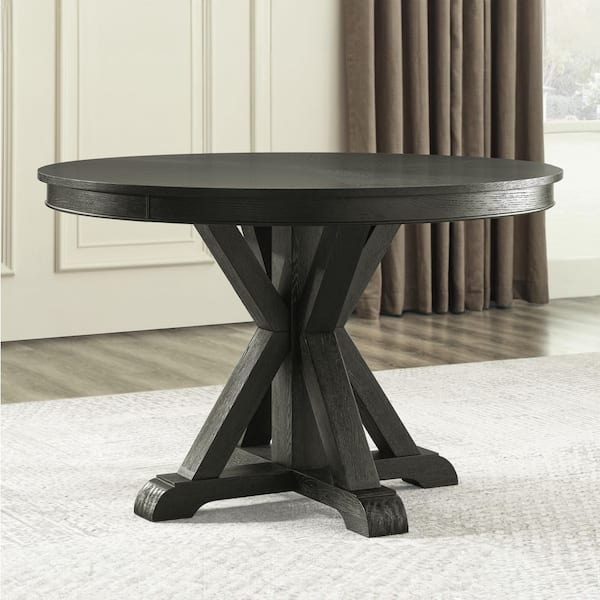 Rylie Black Wood 48 in. Trestle Dining Table Seats 4