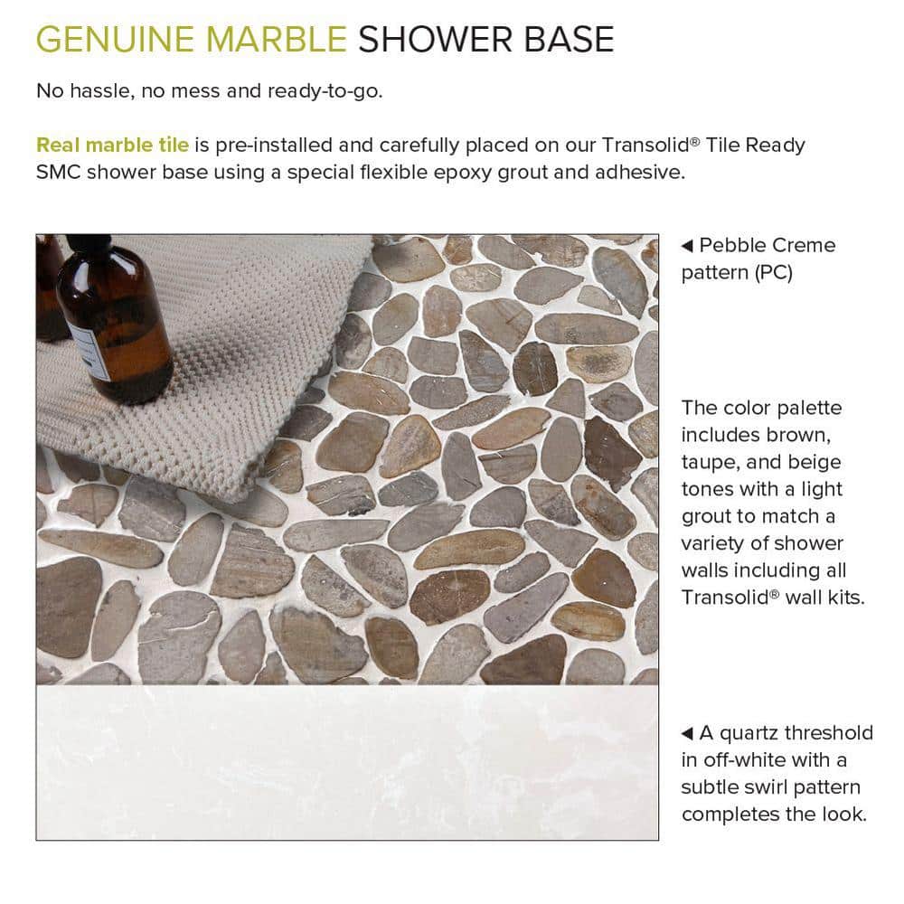Pebble Crème Pre-Tiled Rectangular Shower Base with Center Drain