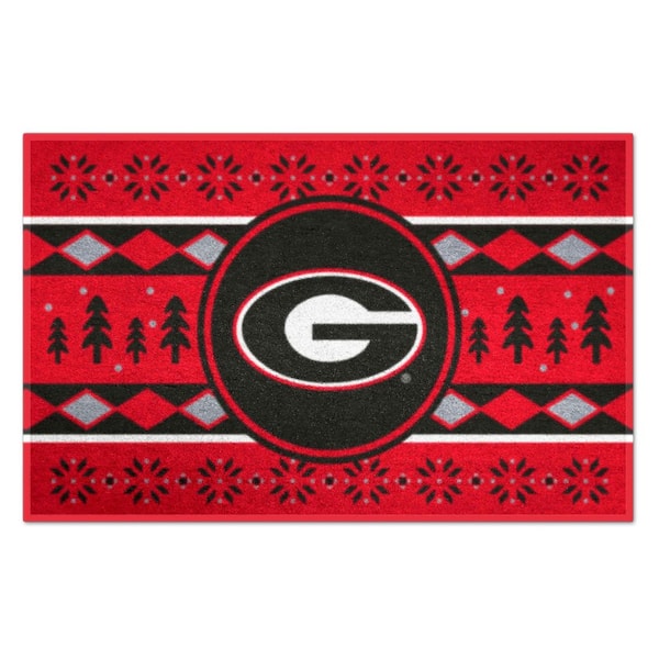 FANMATS Georgia Bulldogs Holiday Sweater Red 1.5 ft. x 2.5 ft. Starter Area Rug