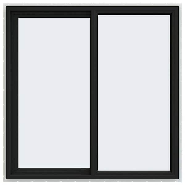 JELD-WEN 48 in. x 48 in. V-4500 Series Bronze Exterior/White Interior FiniShield Vinyl Left-Handed Sliding Window w/ Mesh Screen