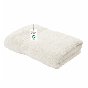 Feather Touch Quick Dry 30 in. x 58 in. Marshmallow Solid 100% Organic Cotton 650 GSM Single Bath Towel