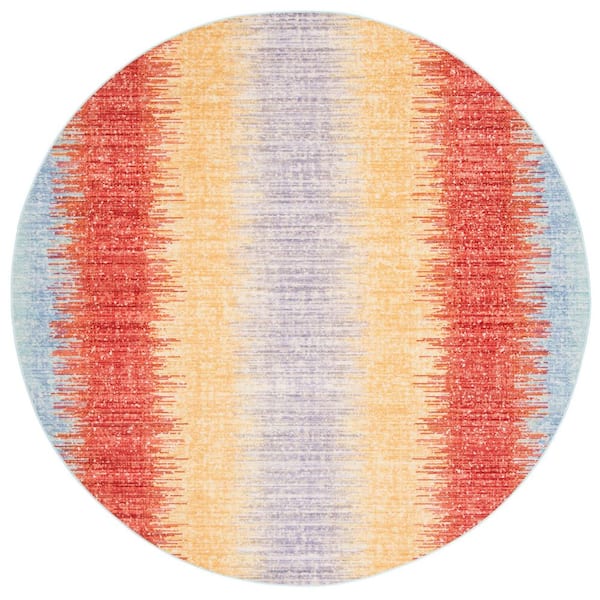 Windsor 6 ft. x 6 ft. Yellow/Purple Gradient Striped Round Area Rug