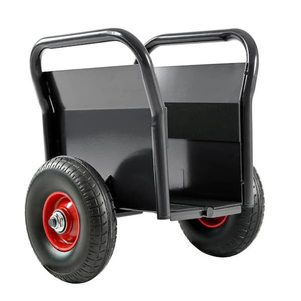 Black 1000 lbs. Capacity 10 in. Panel Dolly Serving Cart with 2-Handles and Solid Rubber Tires All-Terrain Movement