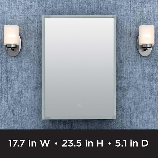25.6 in. W x 27.6 in. H Designer Series Home Edge-Lit Framed LED Mirror Medicine Cabinet in Aluminum, Bi-View 25.6 in. W x 27.6 in. H Designer Series Home Edge-Lit Framed LED Mirror Medicine Cabinet in Aluminum, Bi-View