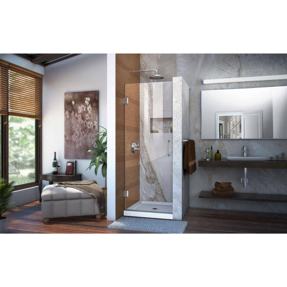 Unidoor 30" W x 72" H Frameless Hinged Shower Door in Black