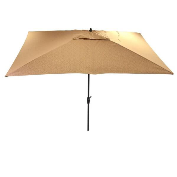 Unbranded 10 ft. x 6 ft. Aluminum Market Patio Umbrella in Black Trellis with Push-Button Tilt