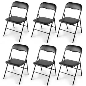 Black Aluminum Folding Lawn Chair (Set of 6) for Wedding, Picnic, Fishing and Camping