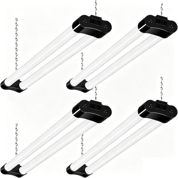 T8 4 ft. 40-Watt White Plug-In 5000K 4800 Lumens Linkable Integrated LED Shop Light Workshop Basement Lighting (4-Pack)