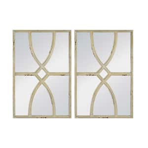 Anky 15.7 in. W x 23.6 in. H Wood Framed White Wall Mounted Decorative Mirror (Set of 2)