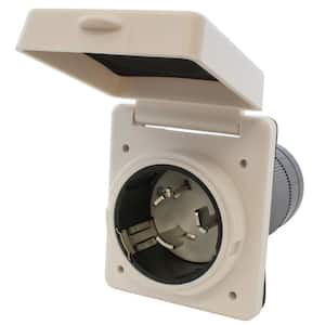 50 Amp Locking 4-Wire SS2-50 RV/Marine Inlet in White with Cover With 1-Year Limited Warranty